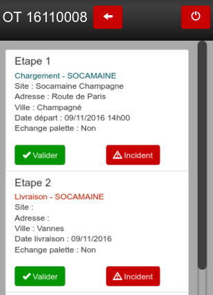 Application mobile détails transport logiciel Cargo-TMS