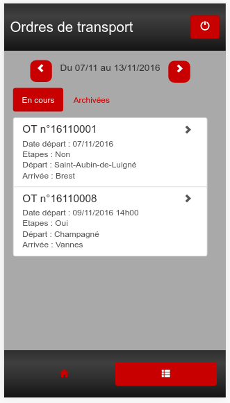 Application mobile Ordres de transport logiciel Transport Cargo-TMS