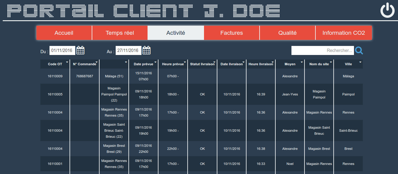 Fonctionnalités de Portail client logiciel transport Cargo-TMS