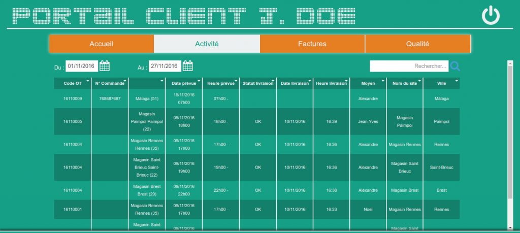 Portail client logiciel transport Cargo-TMS Activités