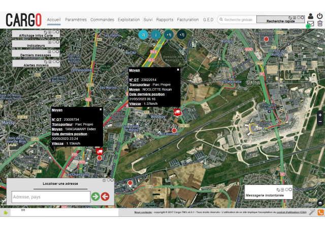 Ecran d'accueil du logiciel transport Cargo-TMS