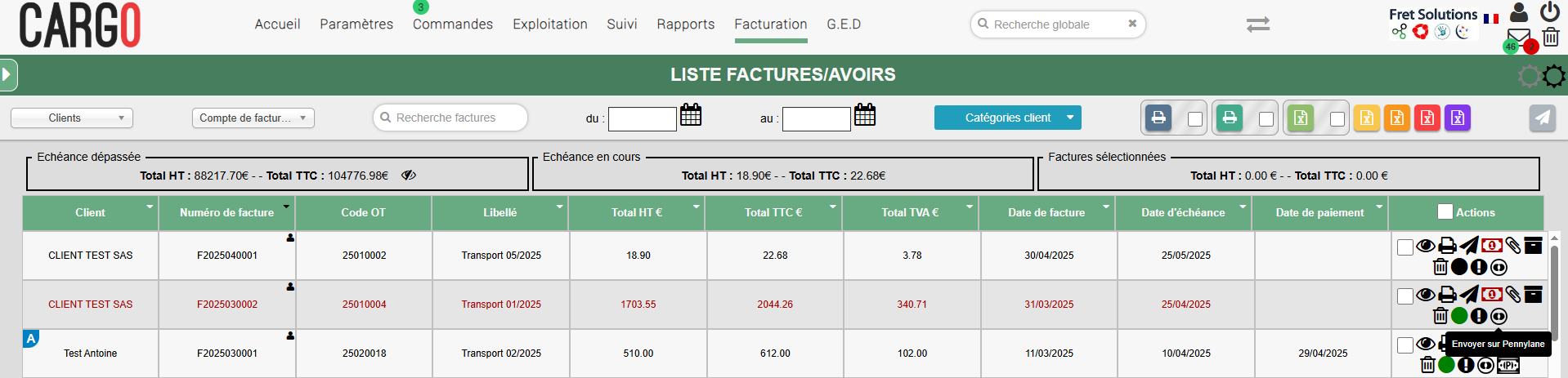 Envoi des factures Cargo-TMS dans Pennylane