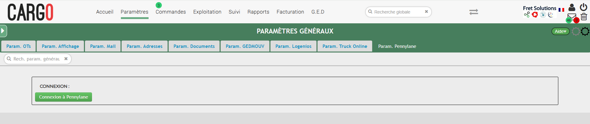 connexion Pennylane sur Cargo-TMS